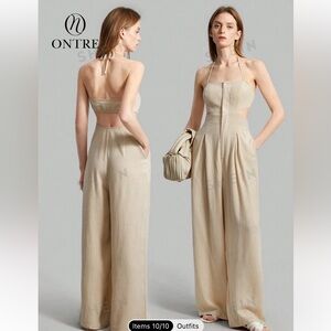 Ontre Women backless strap halter jumpsuit